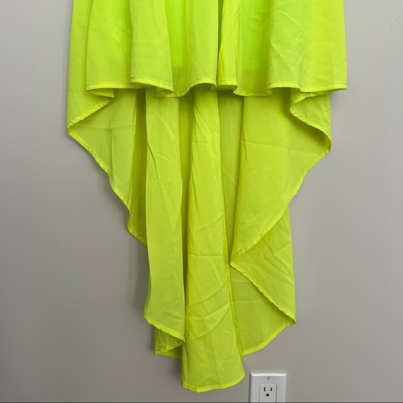 REVERSE Neon Yellow Cut Out High Lo Dress - Picture 6 of 12